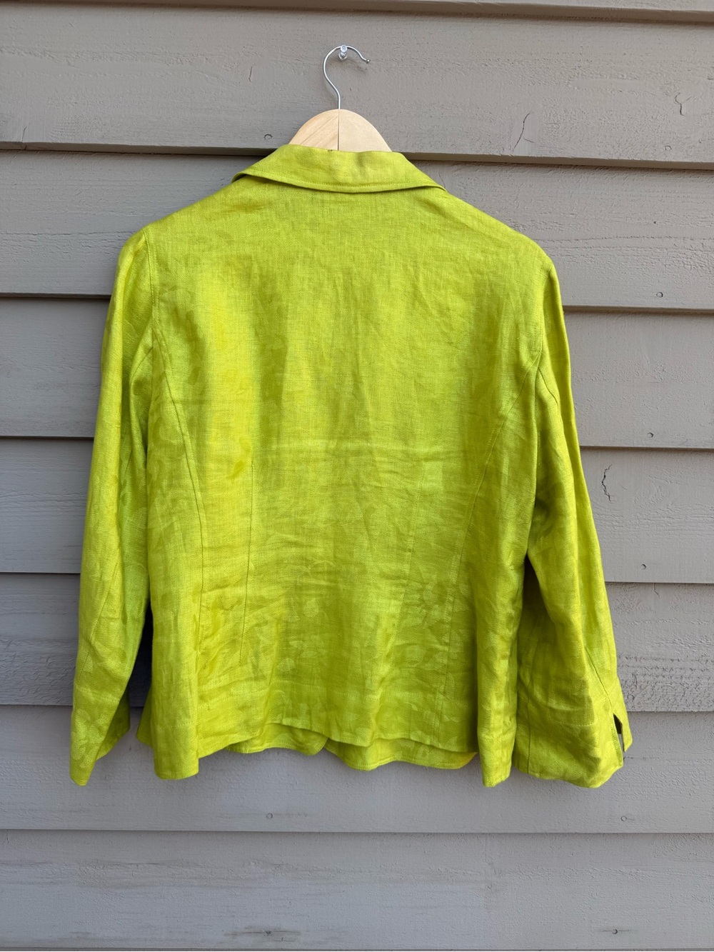 Jones New York Bright Lime Green Linen Blend Blazer 10 - Picture 4 of 8
